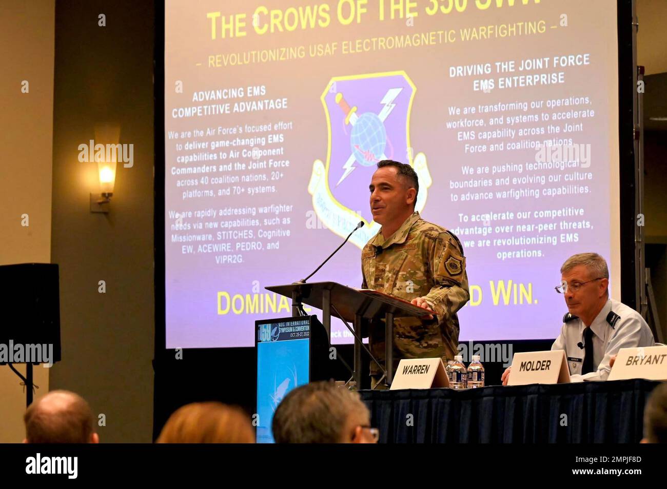 U.S. Air Force Col. Josh Koslov, 350th Spectrum Warfare Wing commander ...