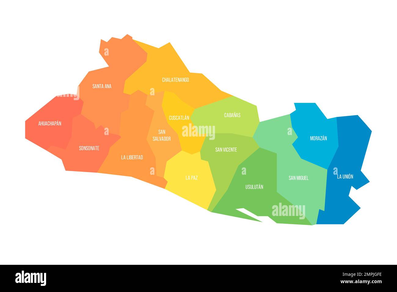 El Salvador political map of administrative divisions Stock Vector