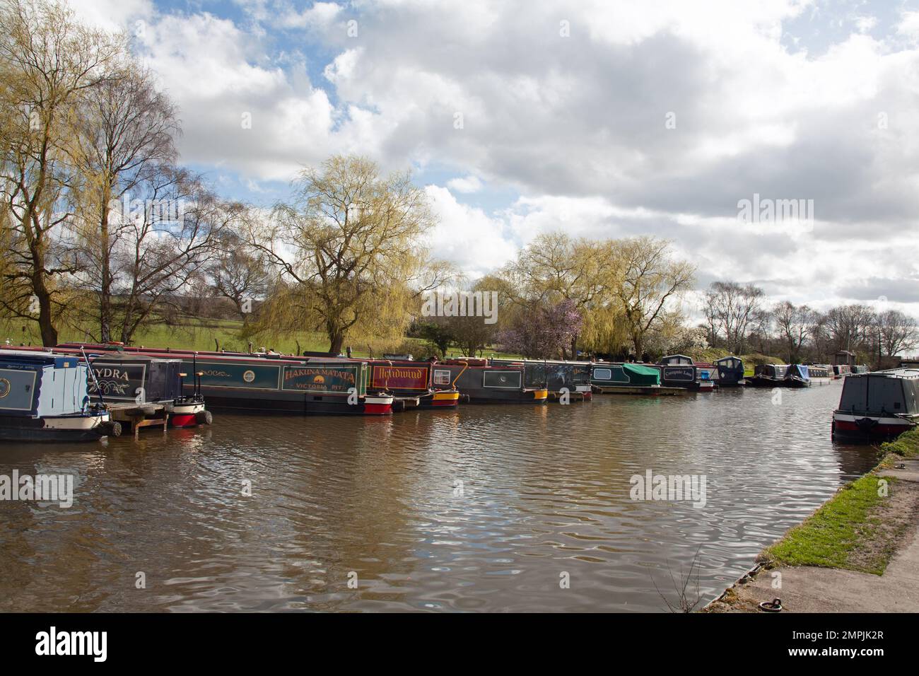 The Macclesfield Canal on a spring day at Higher Poynton Cheshire