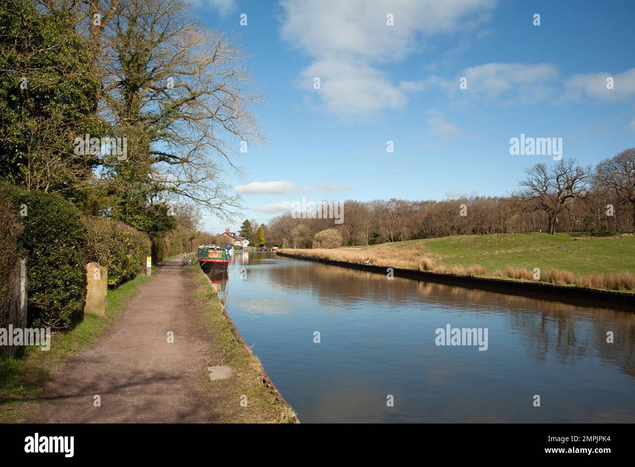 The Macclesfield Canal on a spring day at Higher Poynton Cheshire