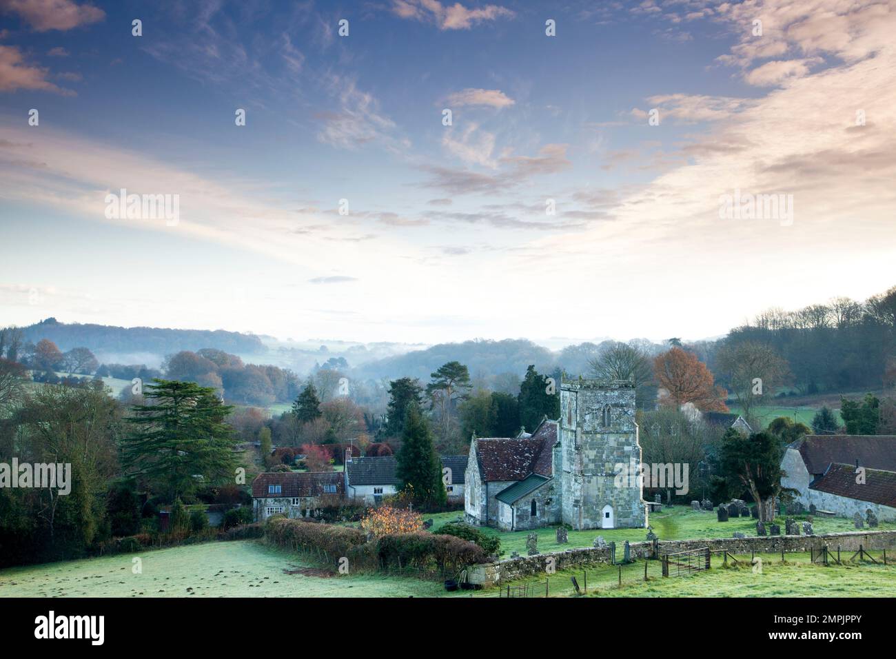 All Saints Church in the village of Sutton Mandeville in Wiltshire. Stock Photo
