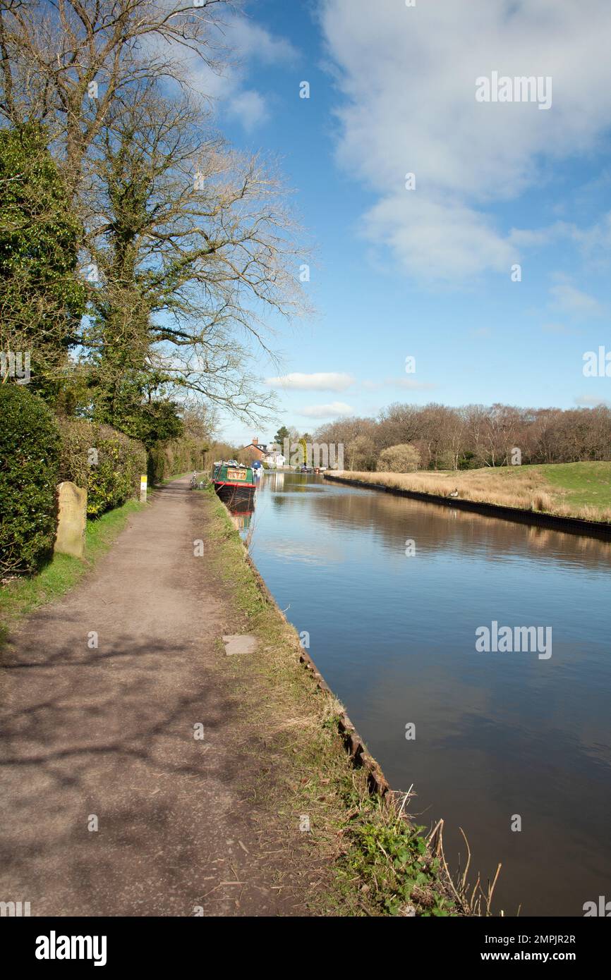 The Macclesfield Canal on a spring day at Higher Poynton Cheshire