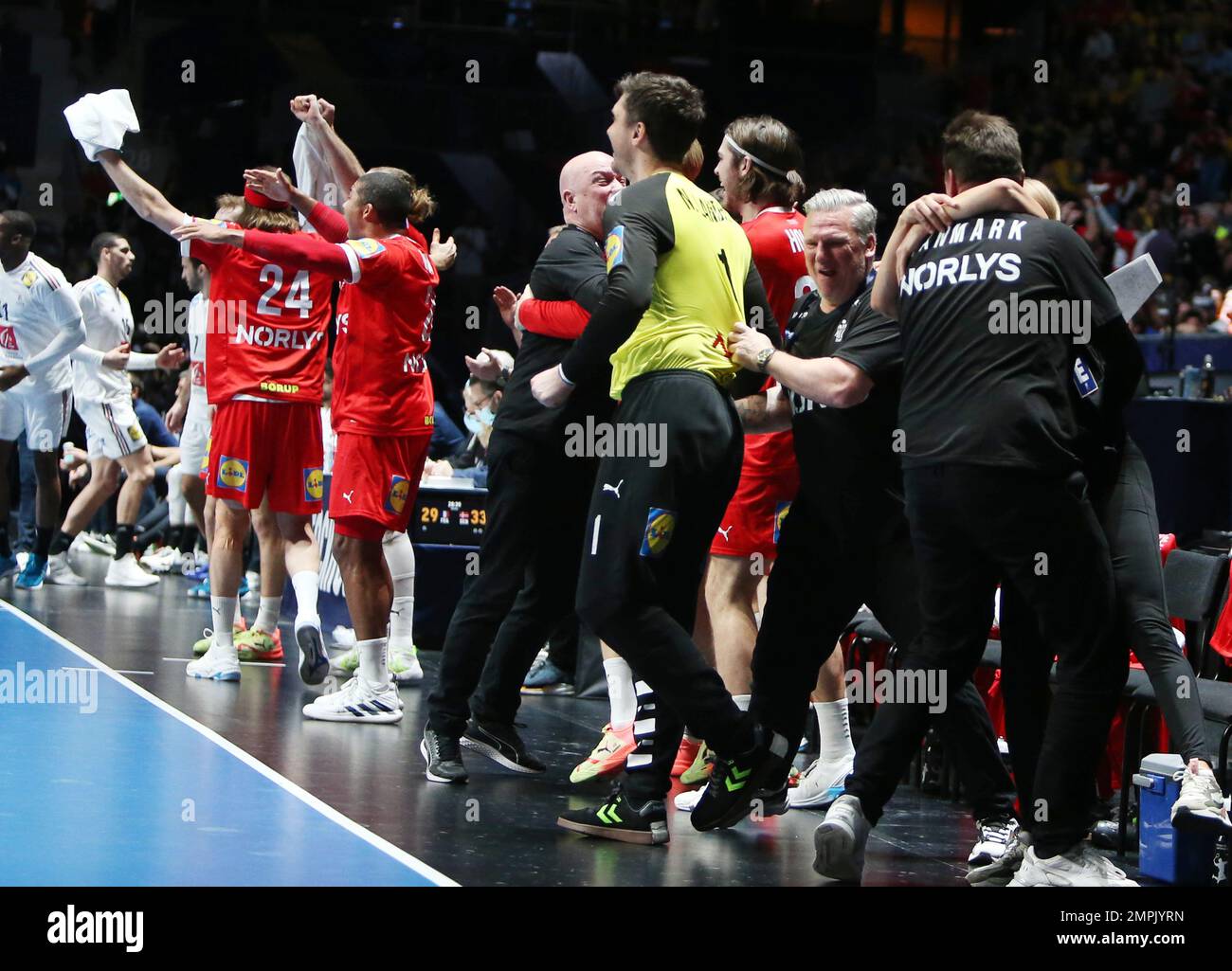 Team Denmark during the IHF Women's World Championship 2021, Third place  final handball match between Denmark and Spain on December 19, 2021 at  Palau d'Esports de Granollers in Granollers, Barcelona, Spain. Photo