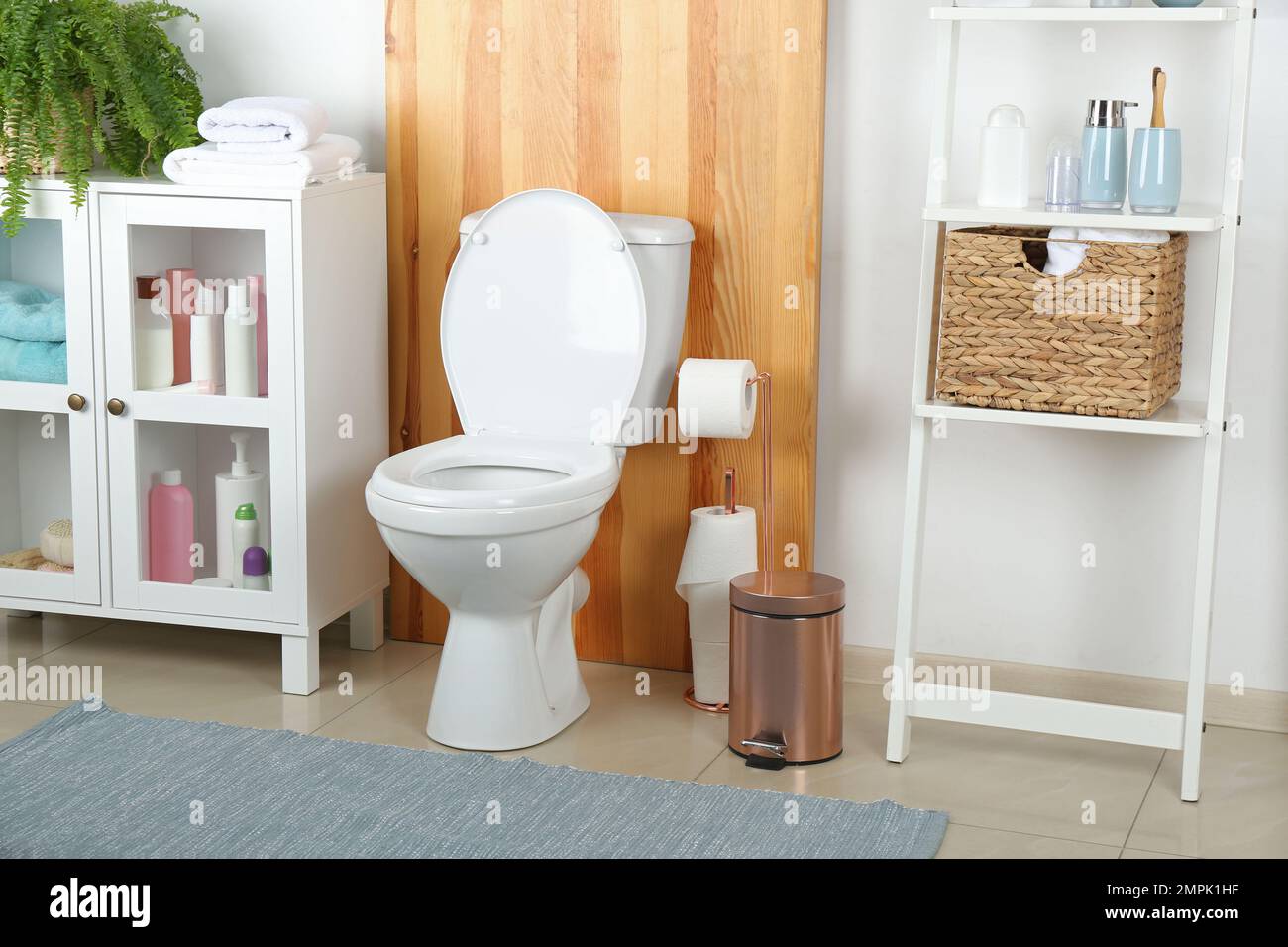 Stylish toilet bowl in modern bathroom interior Stock Photo - Alamy