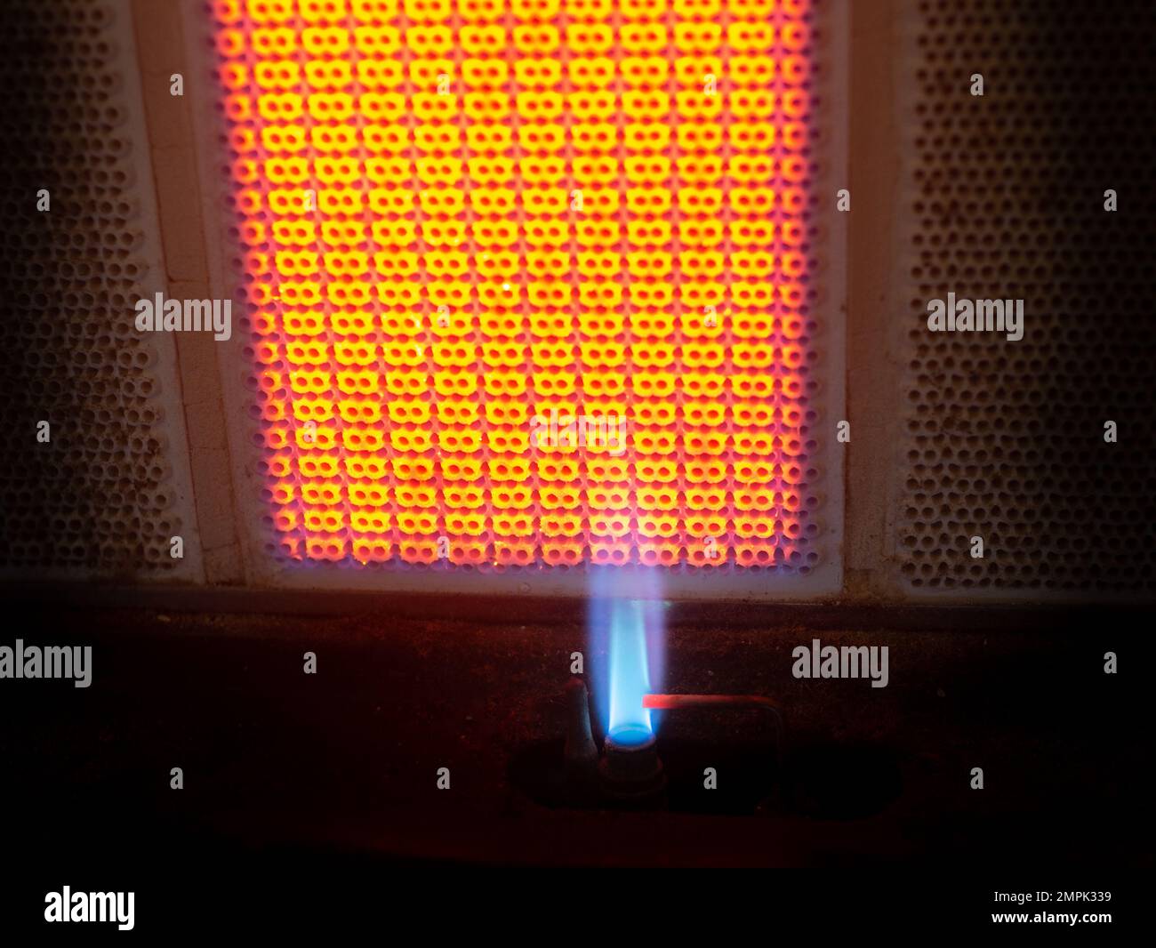 Gas Flame On A Gas Stove Symbolic Image For Heat, Heating Stock Photo