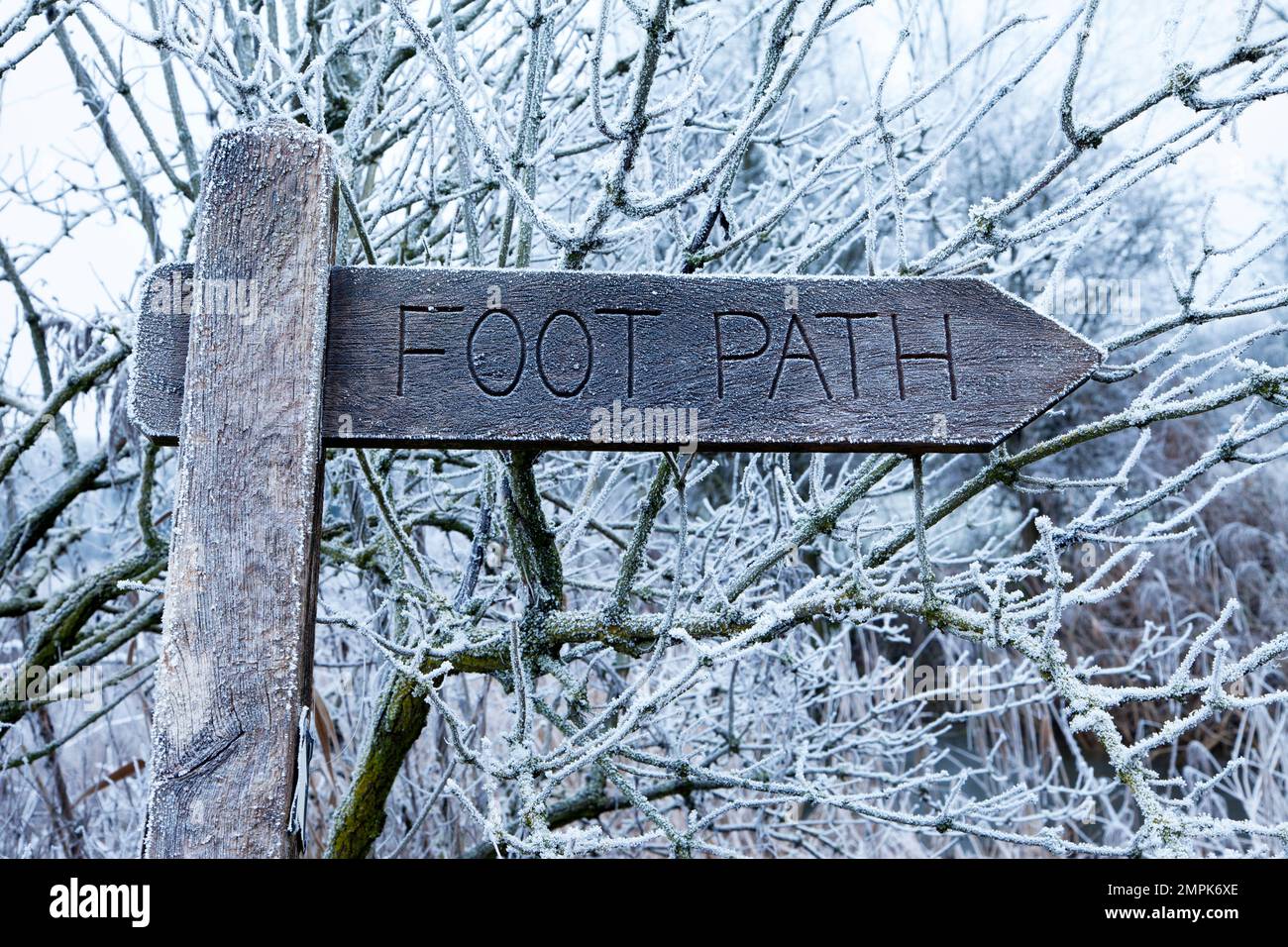 A sign on a public footpath near the village of Hanging Langford in Wiltshire. Stock Photo