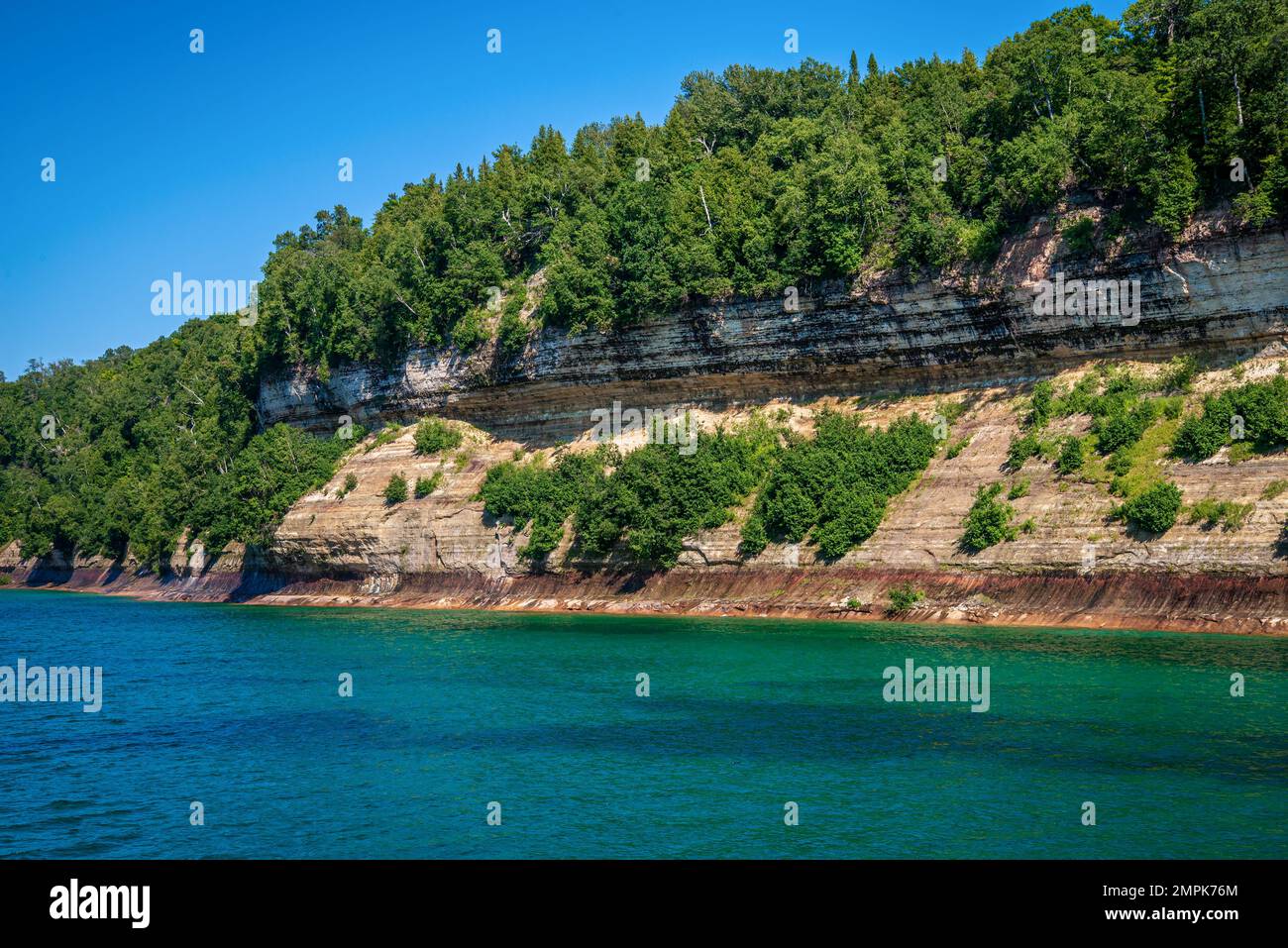 Scenic Pictured Rock Lakeshore from lake Superior Northern Michigan ...