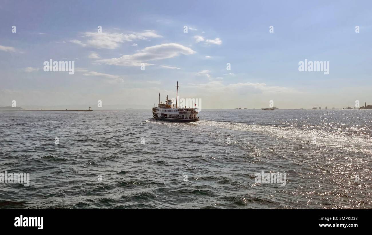 An aerial view of boat sailing on sea Stock Photo - Alamy