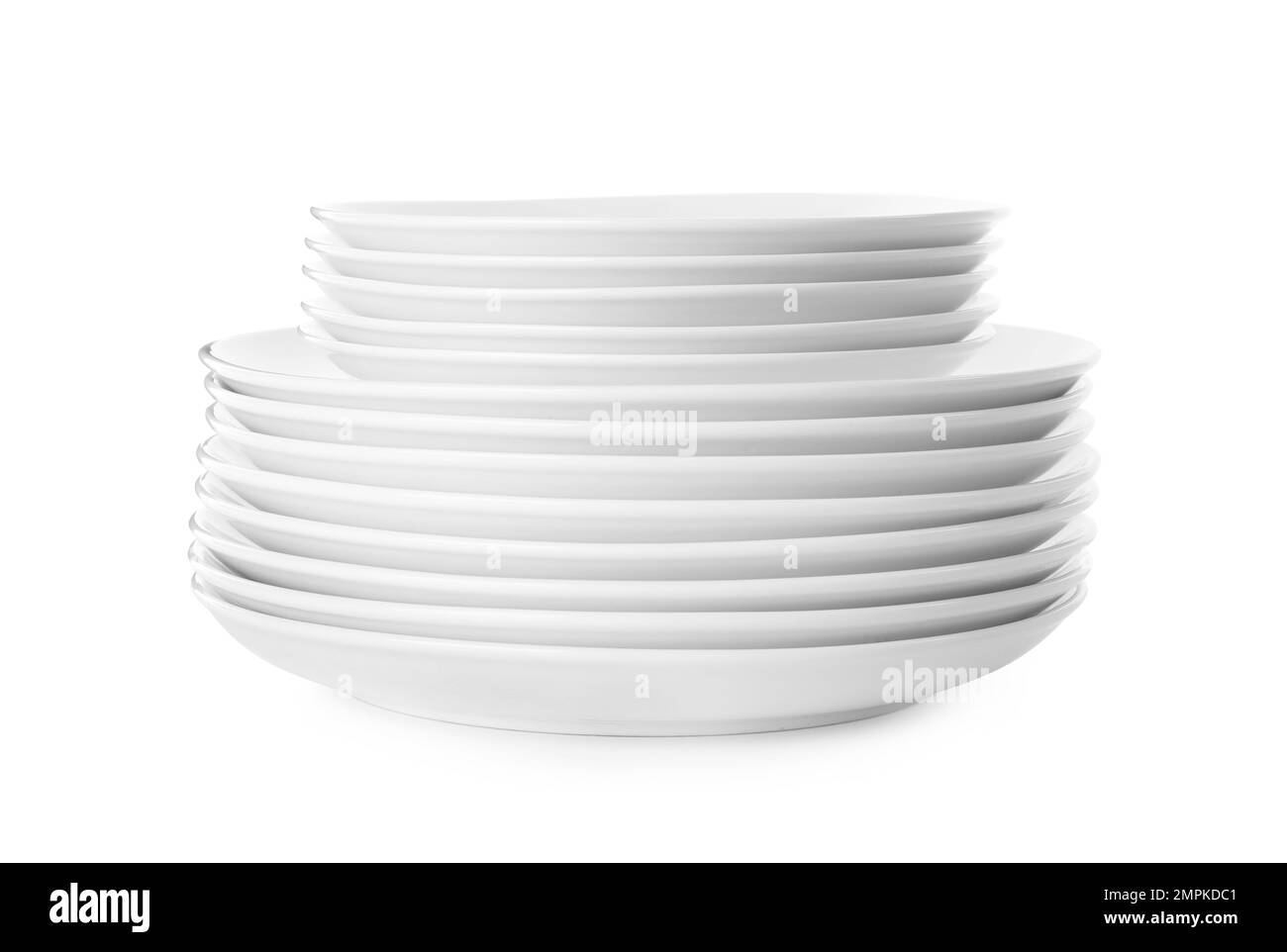 Stack of clean plates isolated on white Stock Photo Alamy