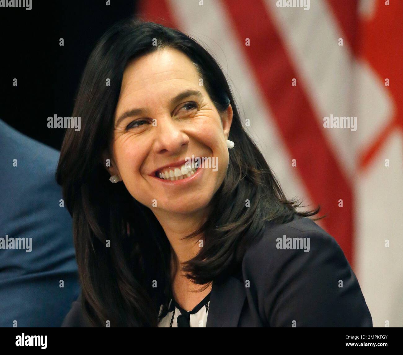Valérie Plante, Mayor of Montreal, smiles during a news conference at a