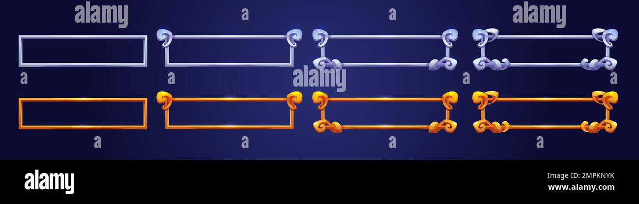 Empty rectangle frames in medieval style for game ui design. Vector ...