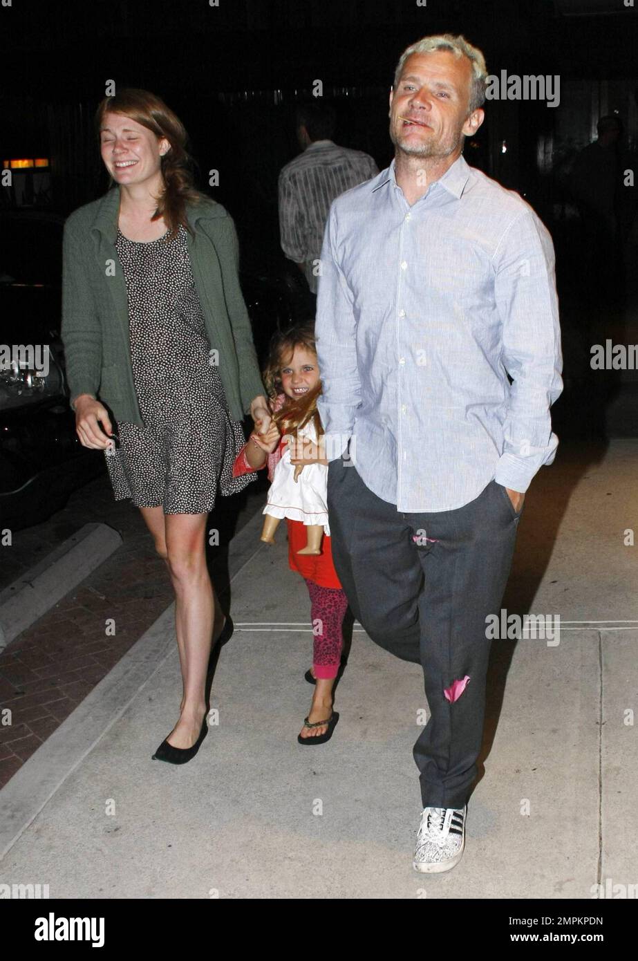 Red Hot Chili Peppers bassist Flea (Michael Balzary) arrives at Nobu Malibu for dinner with his
