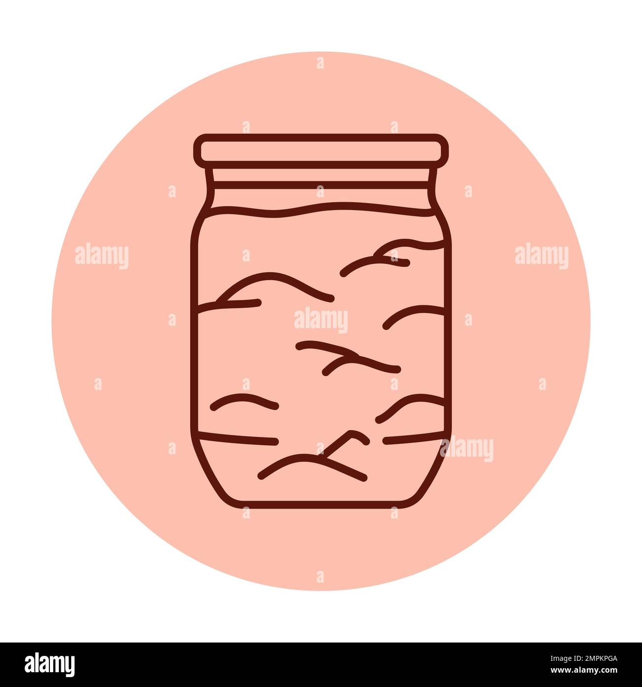 Pickled fruit jam in a jar color line icon. Homemade canned food. Stock Vector