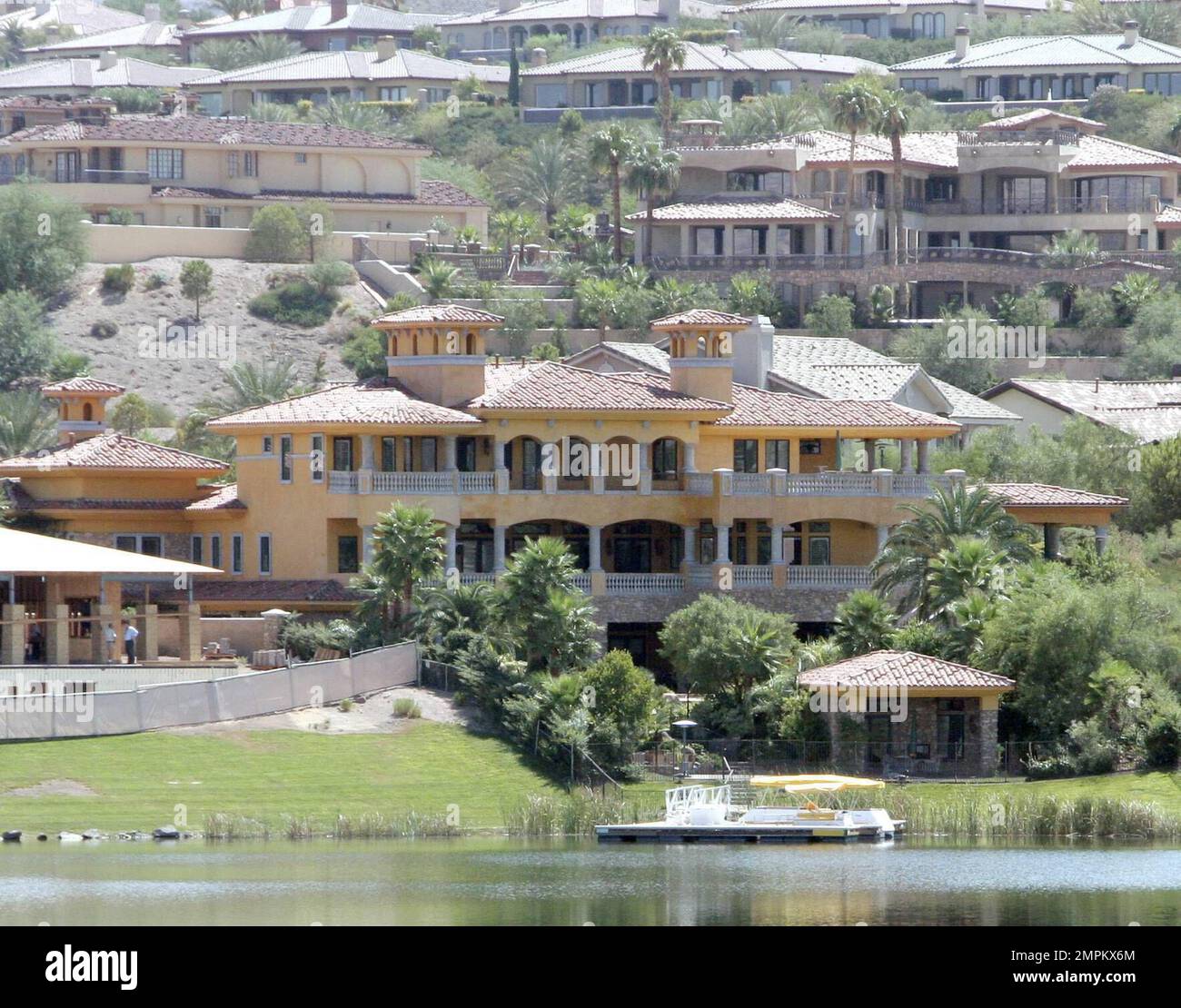 Exclusive!! This is Celine Dion's waterfront mansion she shares with  husband Rene Angelil and son Rene Charles. Dion purcashed the property when  she signed her three year contact to perform her hit