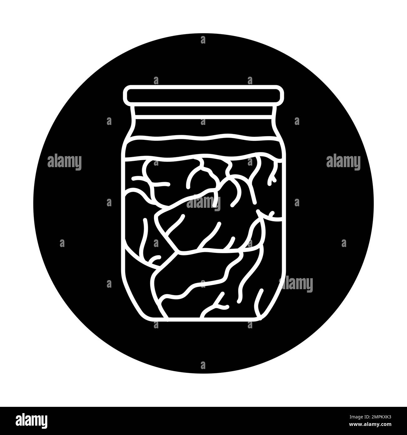 Pickled stew in a jar color line icon. Homemade canned food. Stock Vector