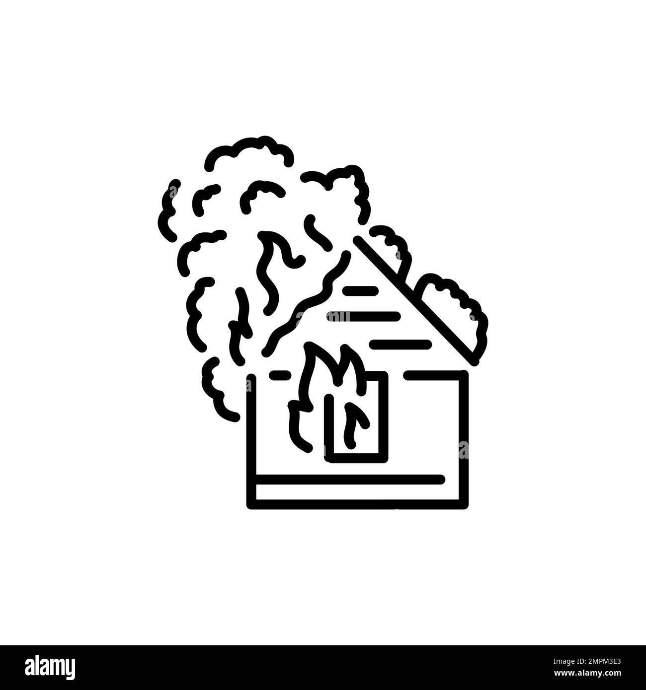 House fire black line icon. Natural element. Pictogram for web page