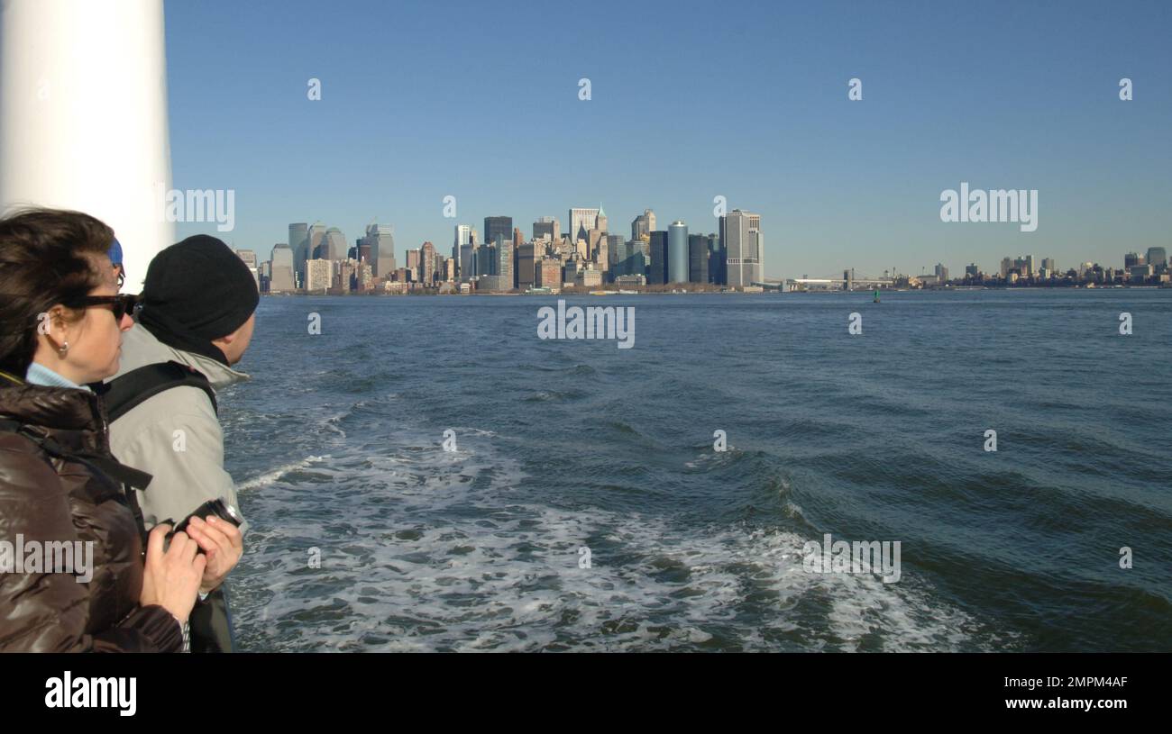 New York Skyline Viewed from the Ellis Island Ferry Boat Stock Photo - Alamy