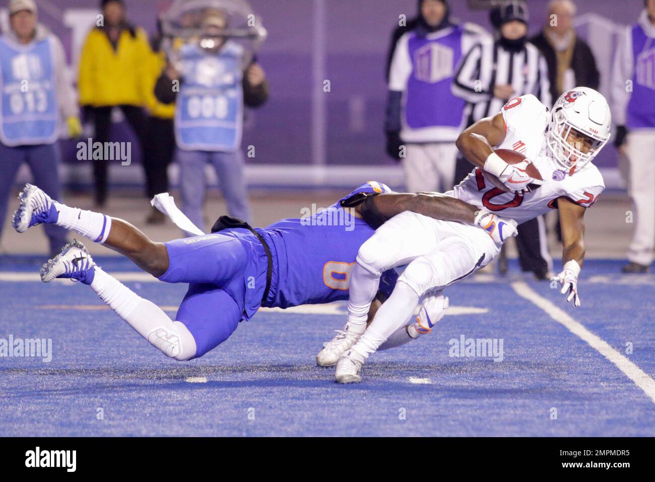 Boise State defensive end Jabril Frazier (8) hits Wyoming quarterback Josh  Allen (17) as he releases the football for an incomplete pass during an  NCAA college football game Saturday, Oct. 21, 2017