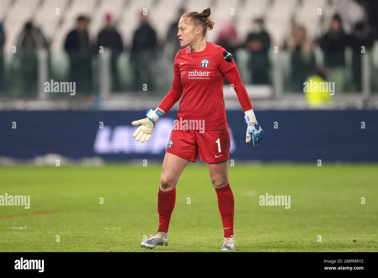 Turin, Italy, 15th December 2022. Seraina Friedli of FC Zurich reacts during the UEFA Womens Champions League match at Juventus Stadium, Turin. Picture credit should read: Jonathan Moscrop / Sportimage Stock Photo