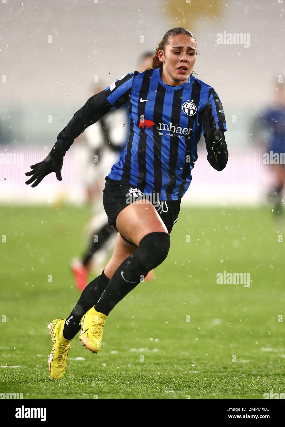 Turin, Italy, 15th December 2022. Alayah Pilgrim of FC Zurich during the UEFA Womens Champions League match at Juventus Stadium, Turin. Picture credit should read: Jonathan Moscrop / Sportimage Stock Photo
