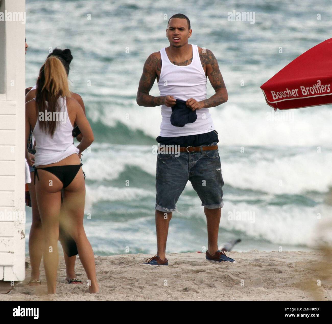 Chris Brown enjoys a day on the ocean waves. The singer skipped across high  waves on his jet-ski and appeared to be enjoying the turbulent weather in  Miami Beach, FL. 9/7/10 Stock
