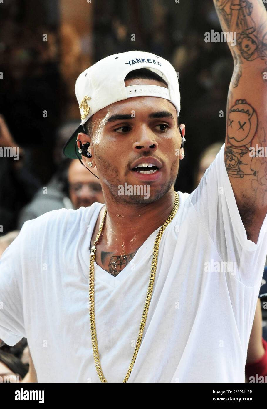 Chris Brown performs live on NBC's 'Today Show' at Rockefeller Plaza in  NYC. The 23 year old performer may have a troubled past but he danced  through his drama performing several of