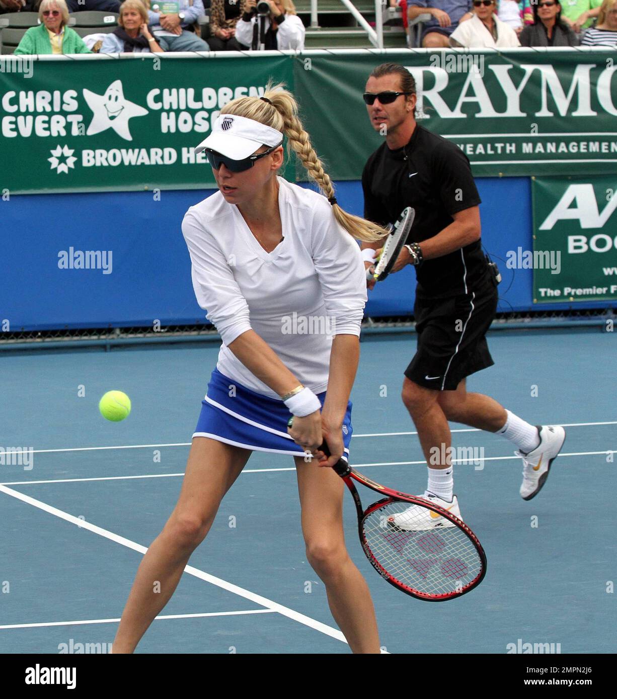 Tennis great Anna Kournikova and her brother Allan share a hug after her  match in the Chris Evert Pro-Celebrity Tennis Classic at the Delray Beach  Tennis Center in Delray Beach, FL. 11/07/10