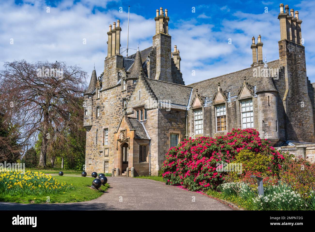 Spring flowers at Lauriston Castle in Cramond, Edinburgh, Scotland, UK