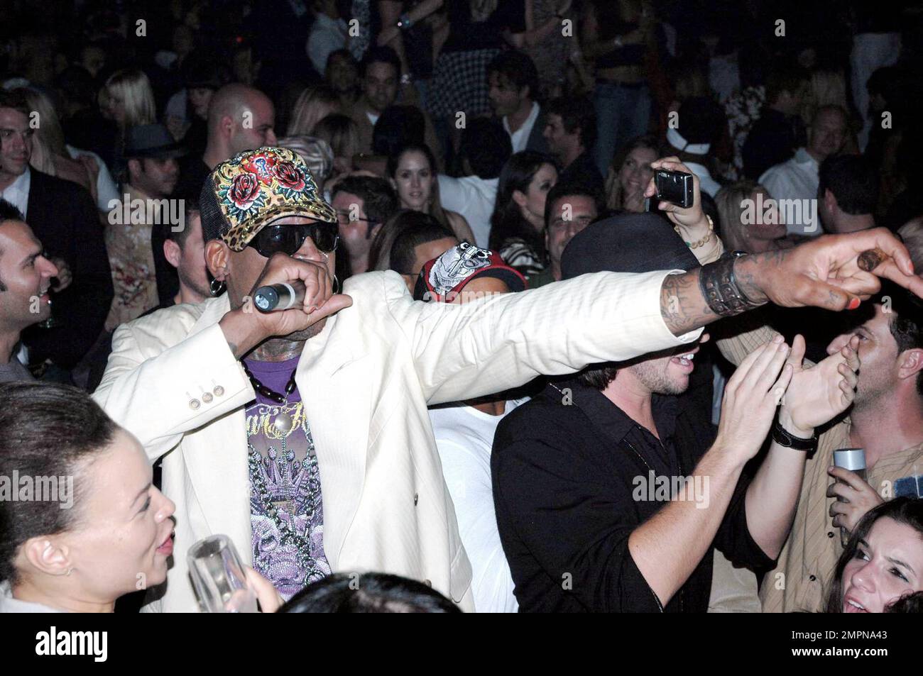 Dennis Rodman shows he is still a hit with the ladies as he attends the  Rolling Stone magazine celebration of art-world-phenomenon Takashi  Murakami, Pulse Miami and GEISAI MIAM at Louis Bar-Lounge at