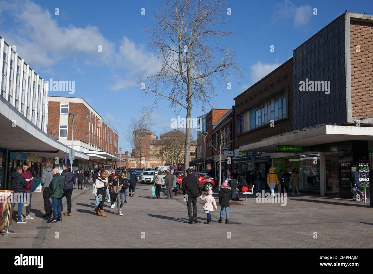 Shoppers in Bedford in the town centre in Bedfordshire in the UK Stock Photo