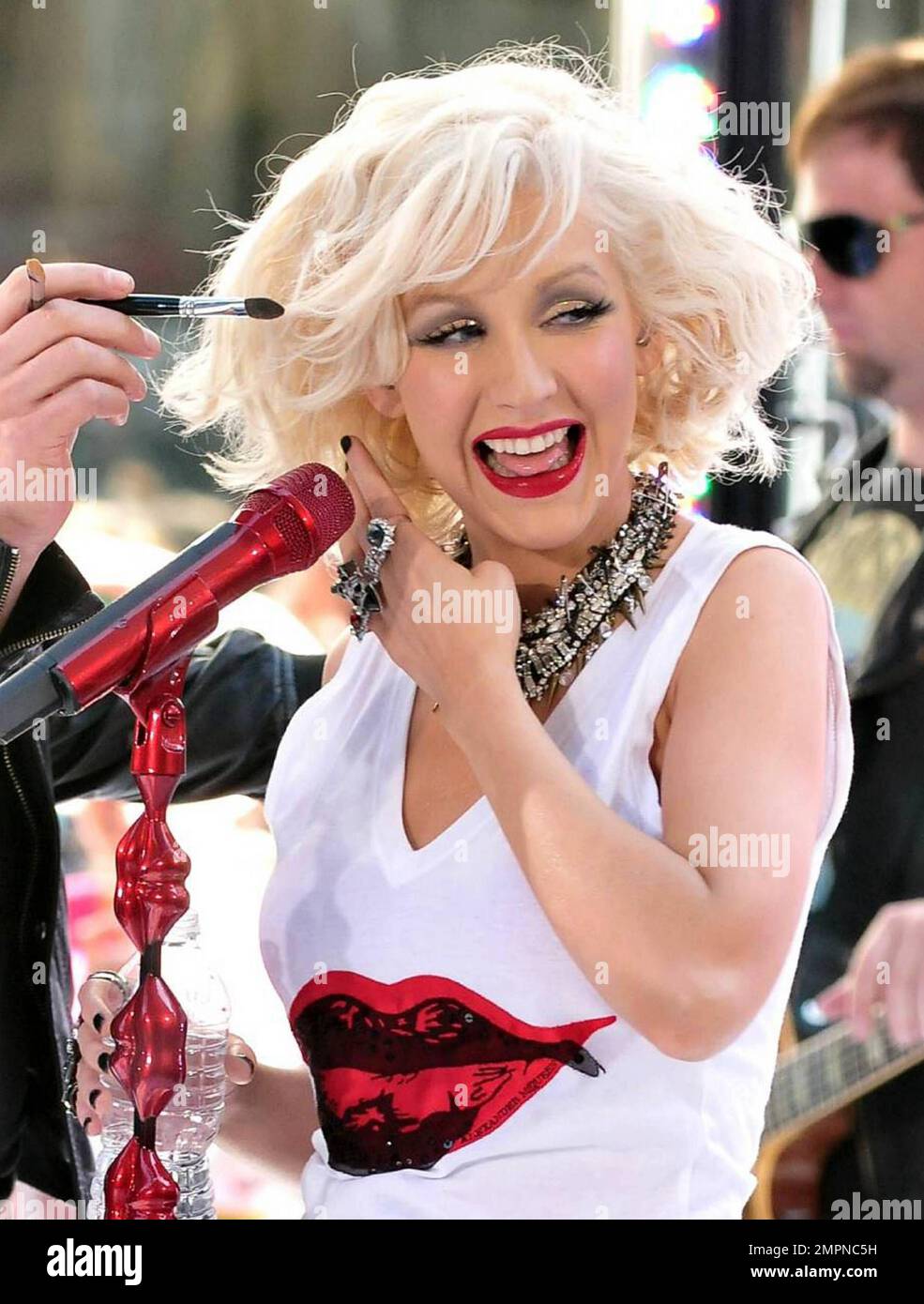 Pop star Christina Aguilera performs live in Rockefeller Center during