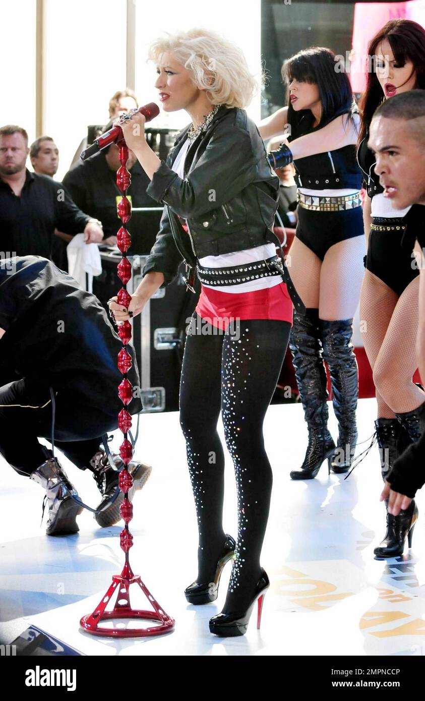 Pop star Christina Aguilera performs live in Rockefeller Center during