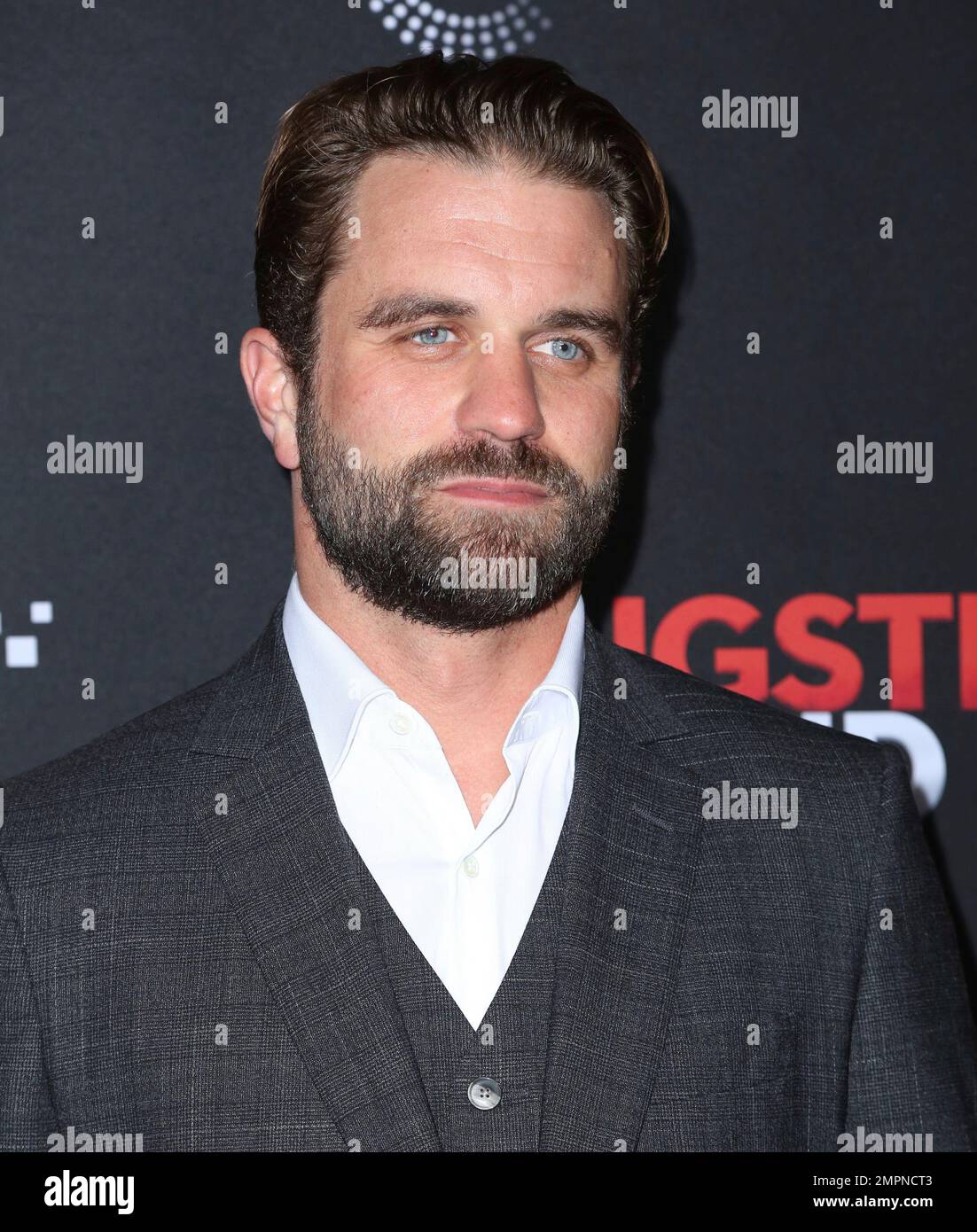 Milo Gibson arrives at the Los Angeles premiere of "Gangster Land" at