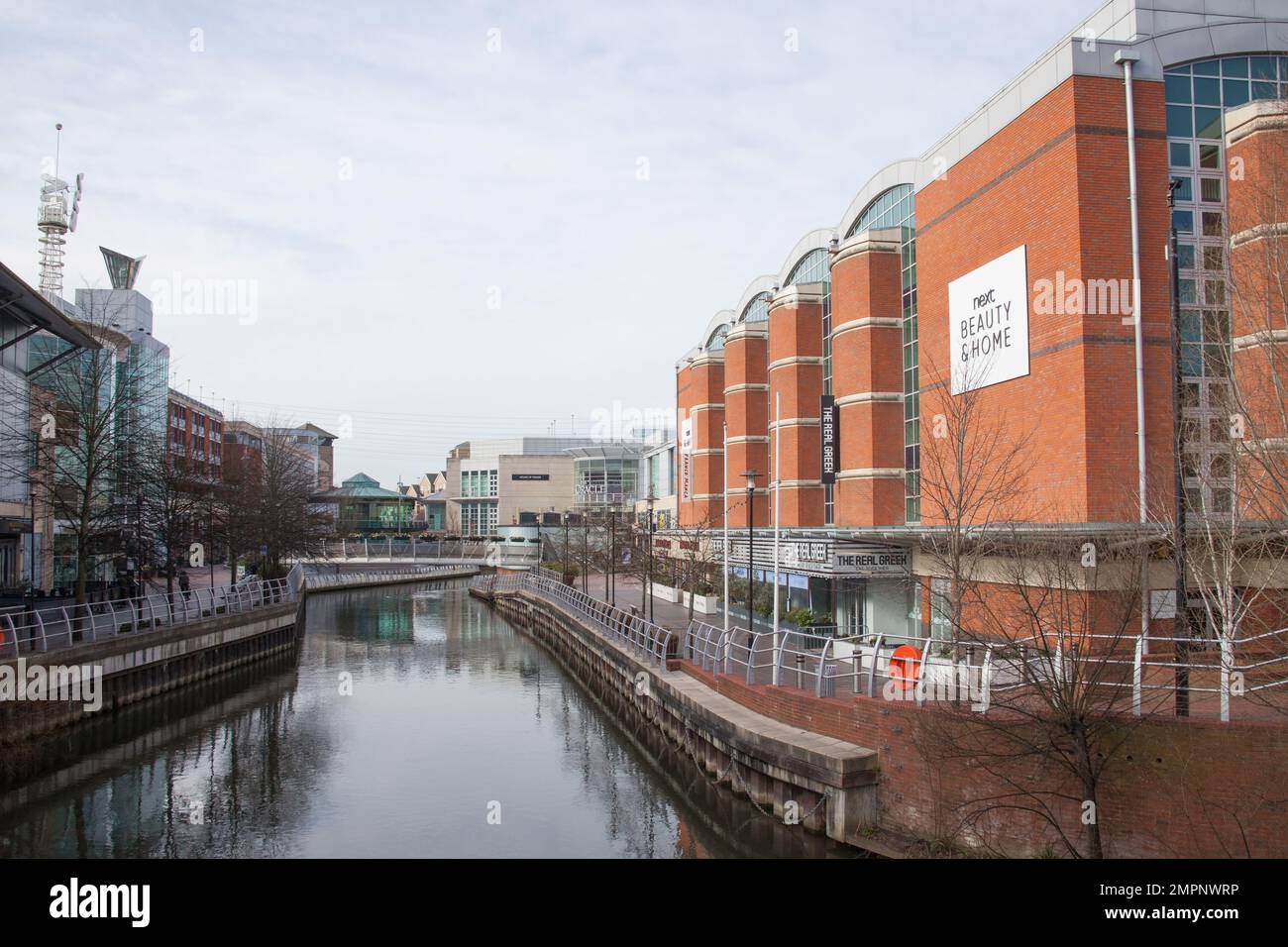 Views of The Oracle Shopping Centre in Reading, Berkshire in the UK Stock Photo