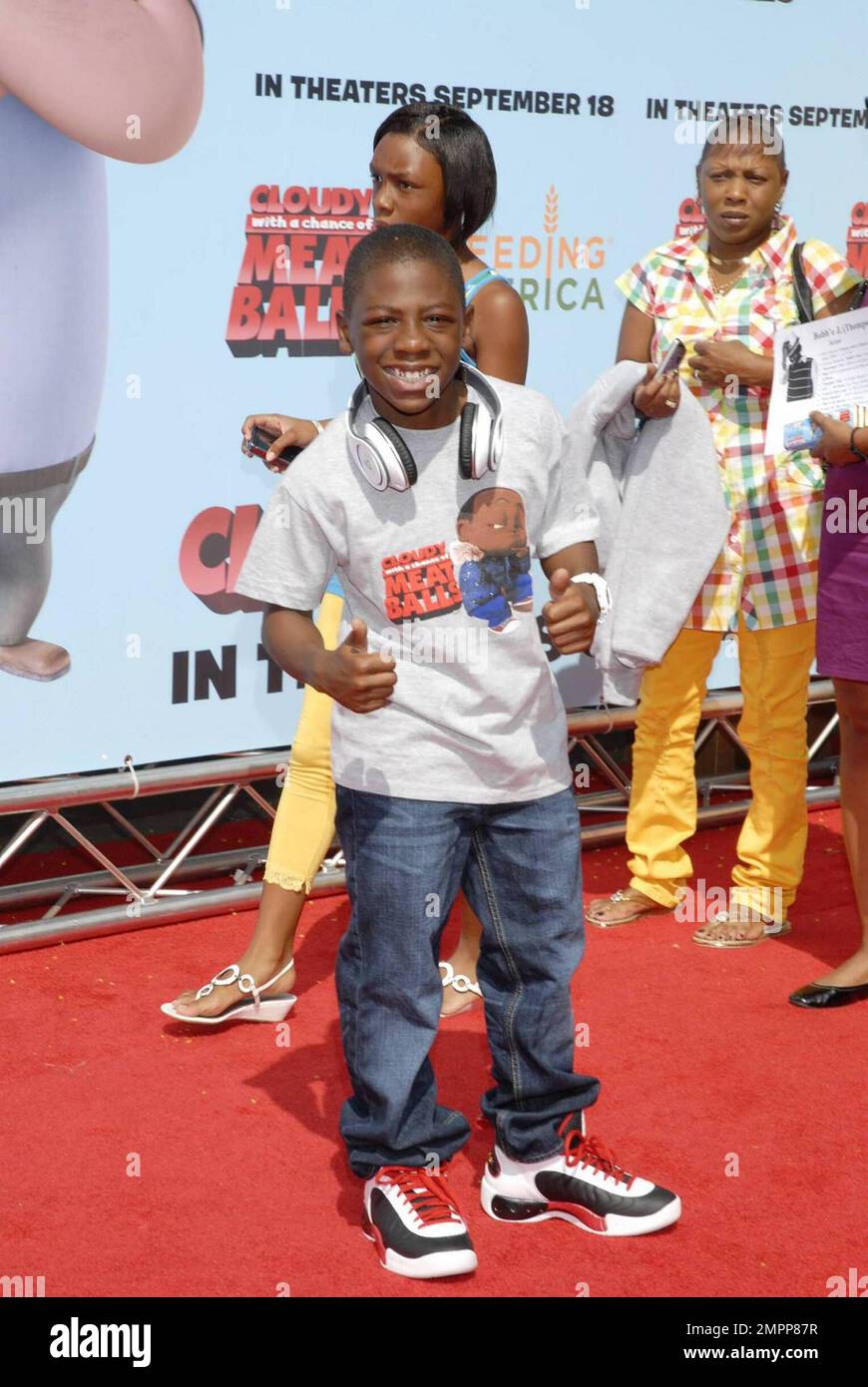 Bobb'e J Thompson attends the world premiere of "Cloudy with a Chance