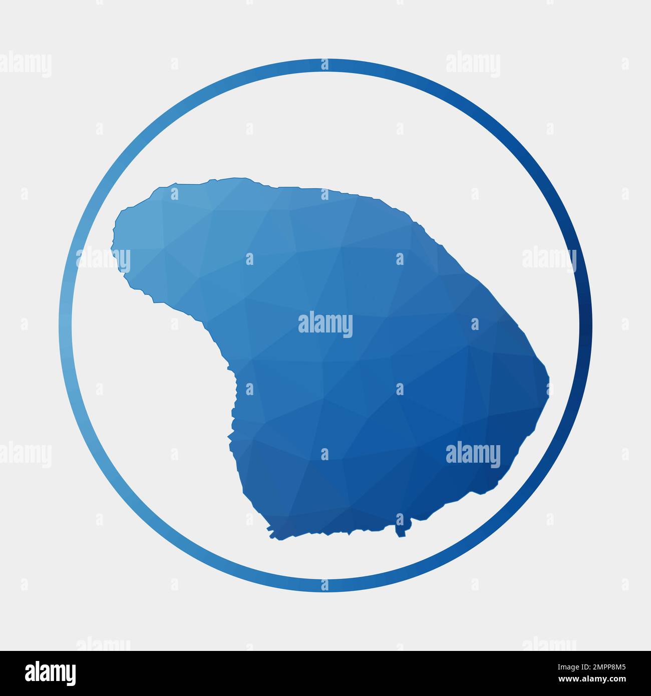 Lanai icon. Polygonal map of the island in gradient ring. Round low