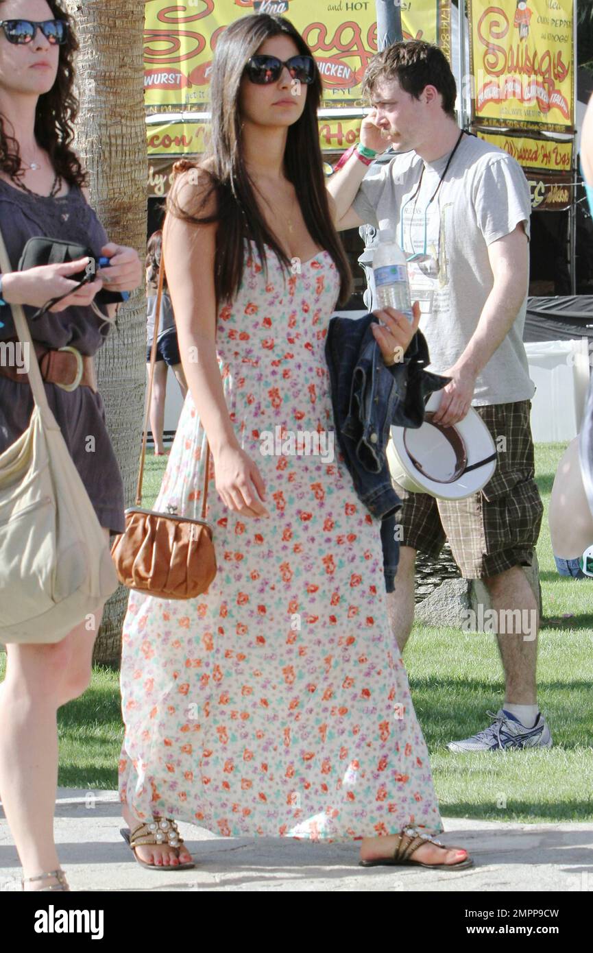 Brittny Gastineau wears a floral patterned maxi dress on day one of the Coachella Music and Arts Festival held at Empire Polo Fields. Indio CA. 04 15 11 Stock Photo Alamy