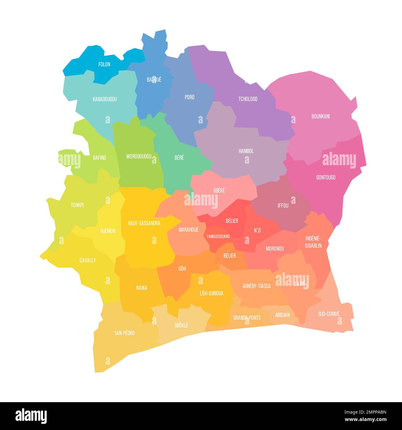 Ivory Coast Political Map Of Administrative Divisions Stock Vector Ivory Coast Political Map Of Administrative Divisions 2MPPABN