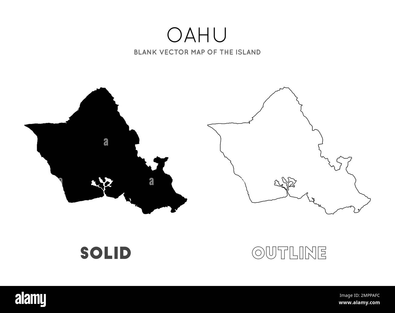 Oahu map. Blank vector map of the Island. Borders of Oahu for your