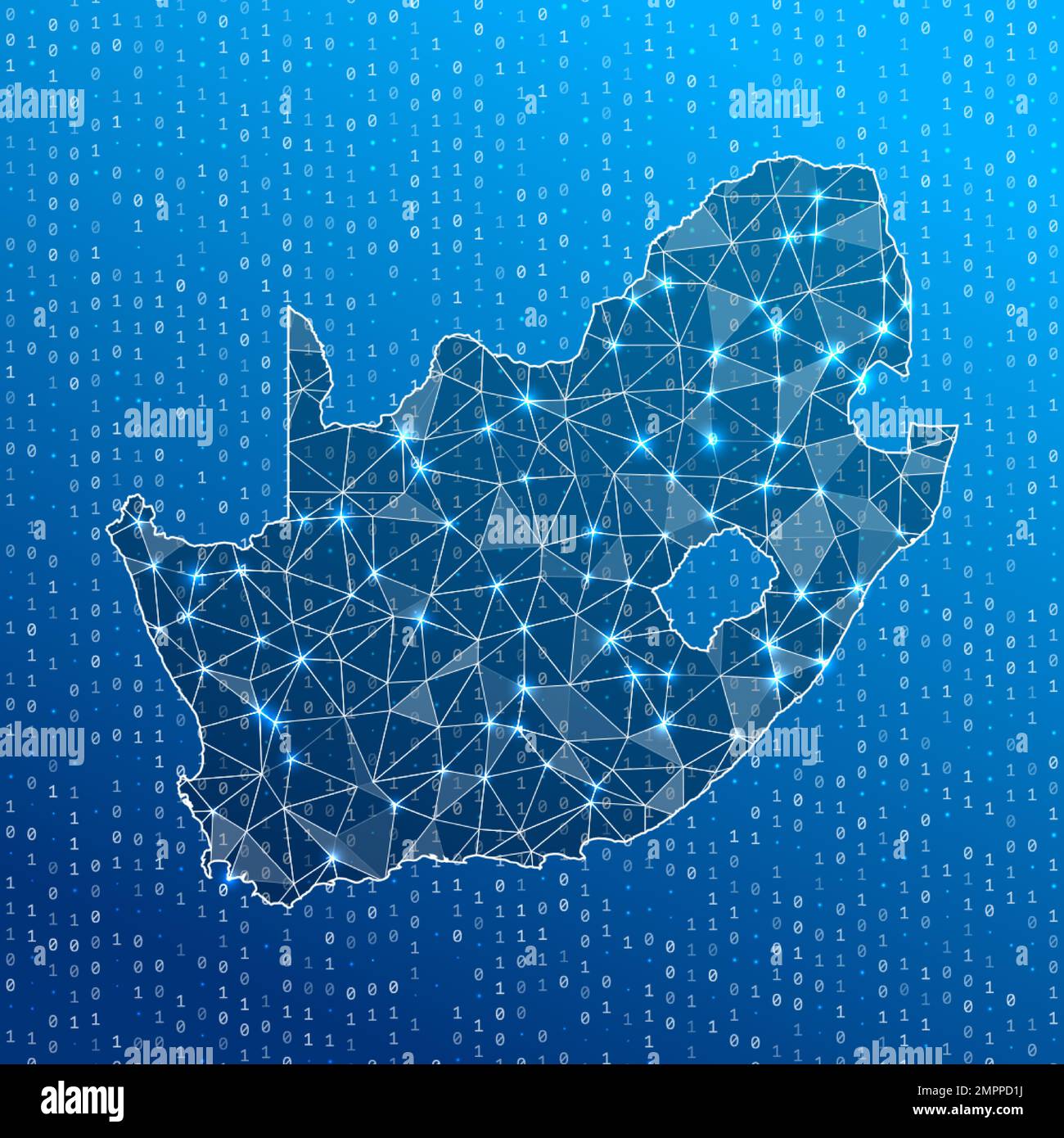 Network map of South Africa. Country digital connections map