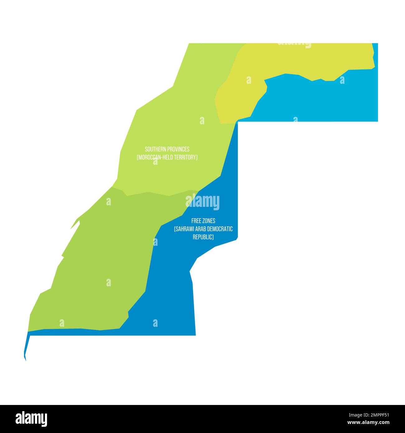 Western Sahara map of land divided by Moroccan Wall Stock Vector Image