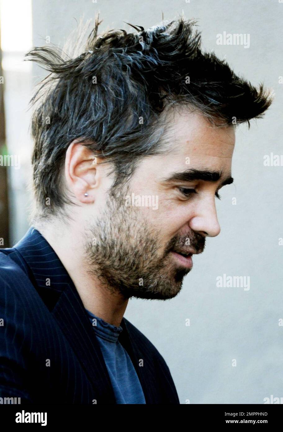 Irish bad boy, actor Colin Farrell arrives via the back door at