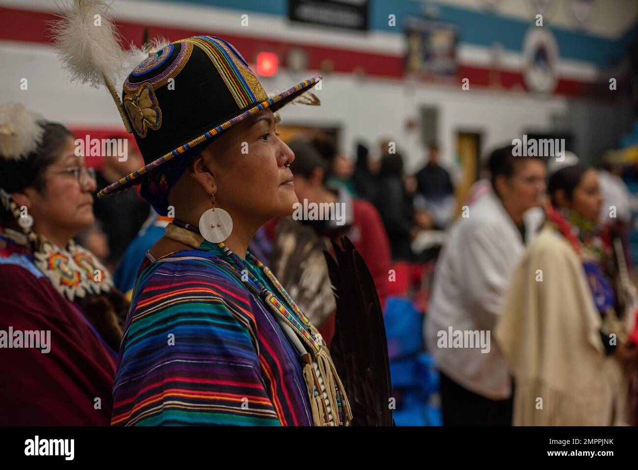 Native American from the ShoshonePaiute Tribes participate in a Pow