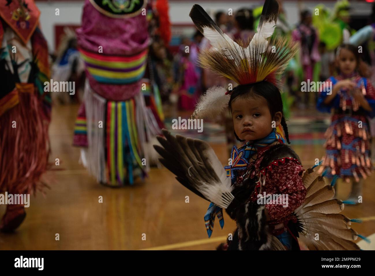 Native American from the ShoshonePaiute Tribes participate in a Pow