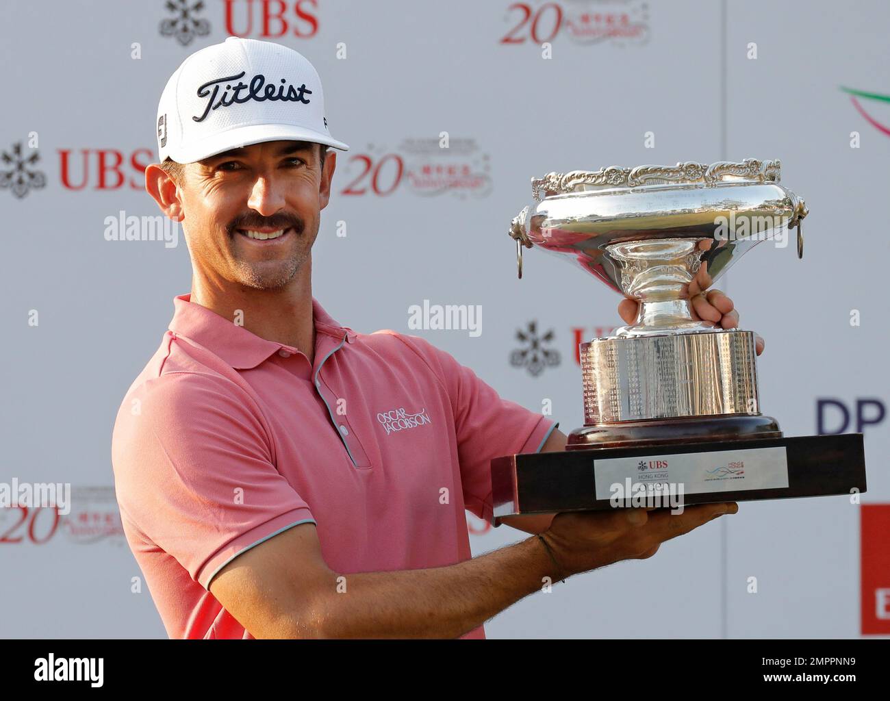 Wade Ormsby of Australia poses with his trophy after winning the Hong ...