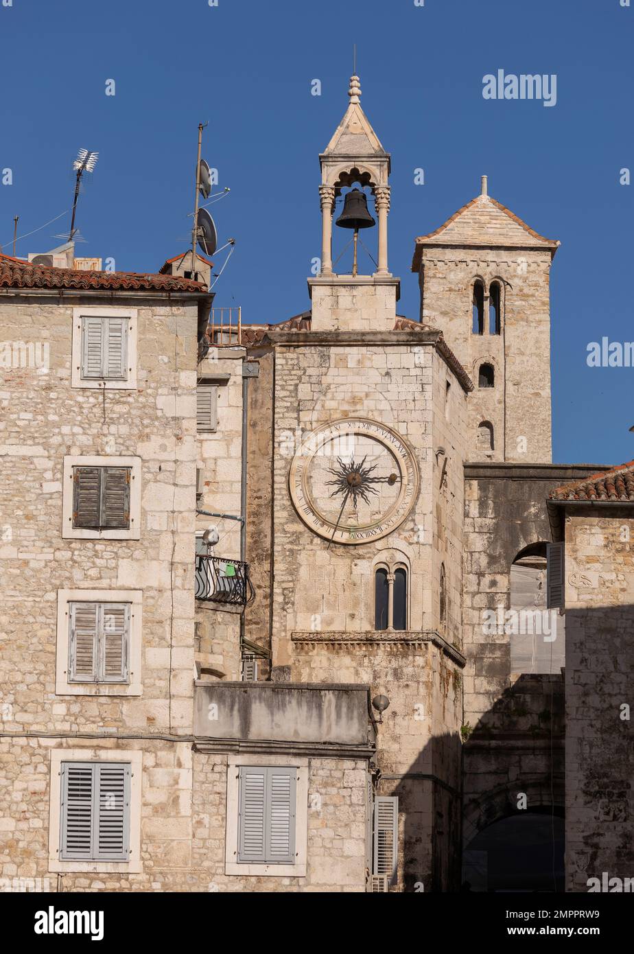 SPLIT, CROATIA, EUROPE - Building with bell, in old town split. Stock Photo