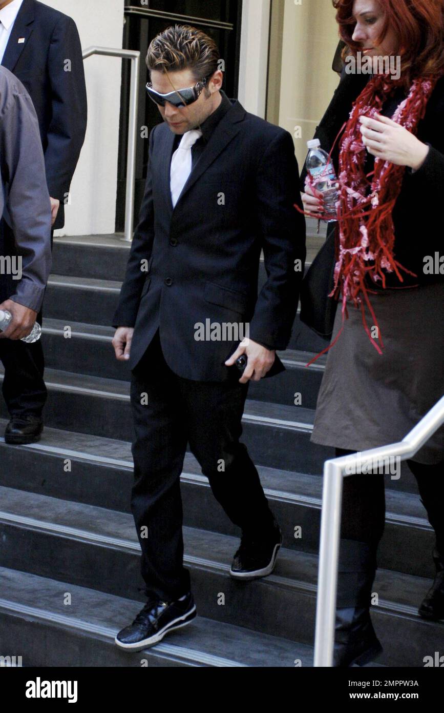 Corey Feldman leaves CNN's Hollywood studios after making an appearance