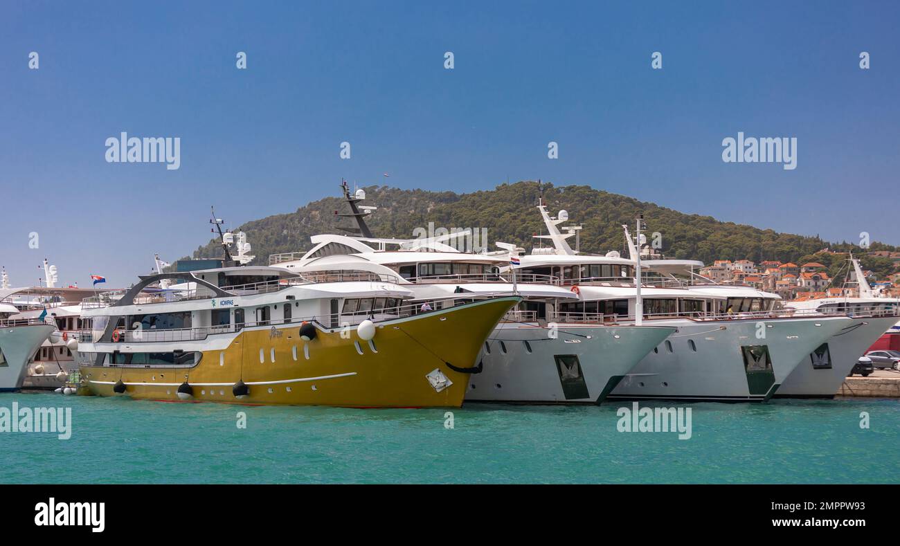 SPLIT, CROATIA, EUROPE - Yachts docked in Split marina. Stock Photo