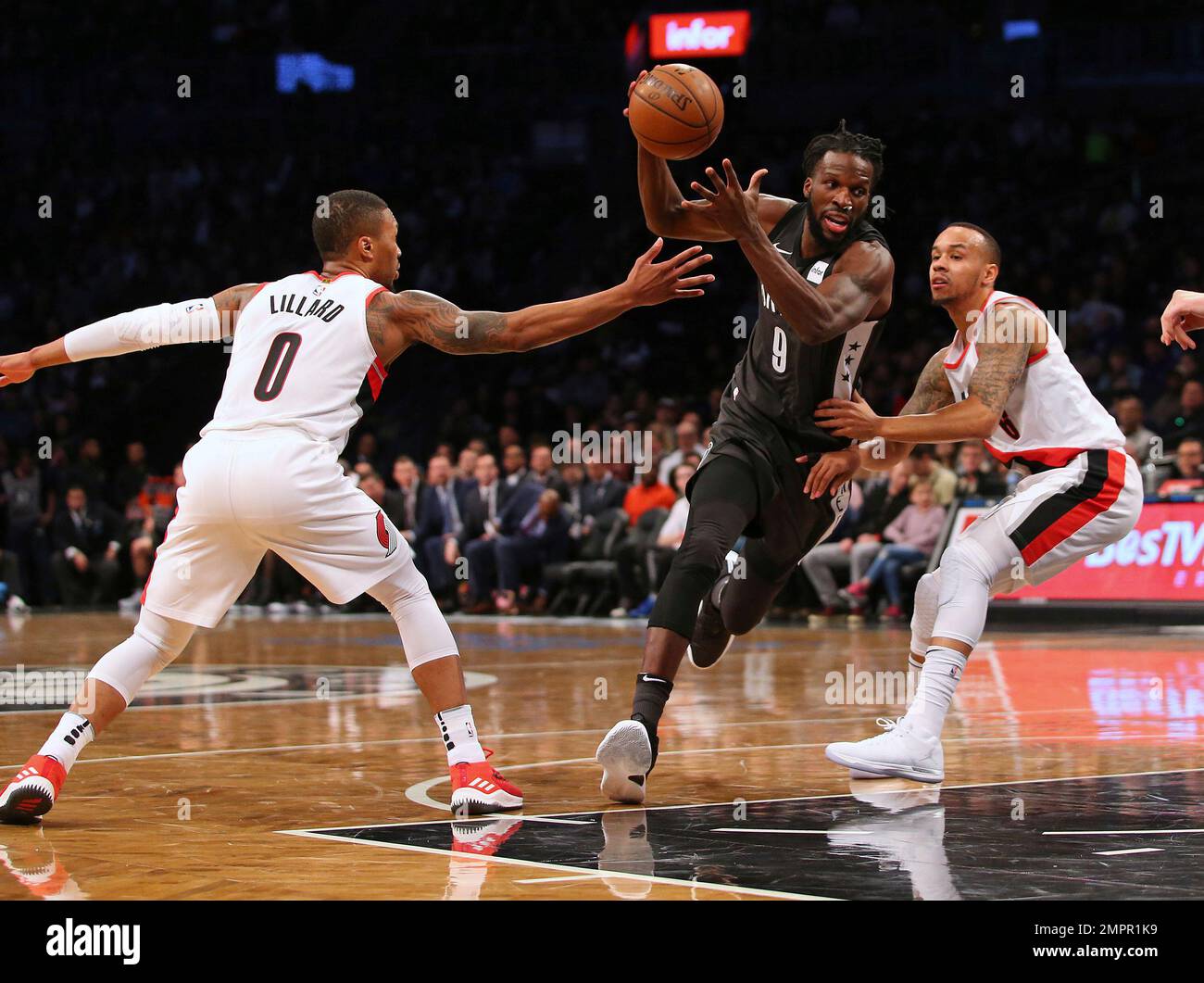 Brooklyn Nets forward DeMarre Carroll 9 drives to the basket
