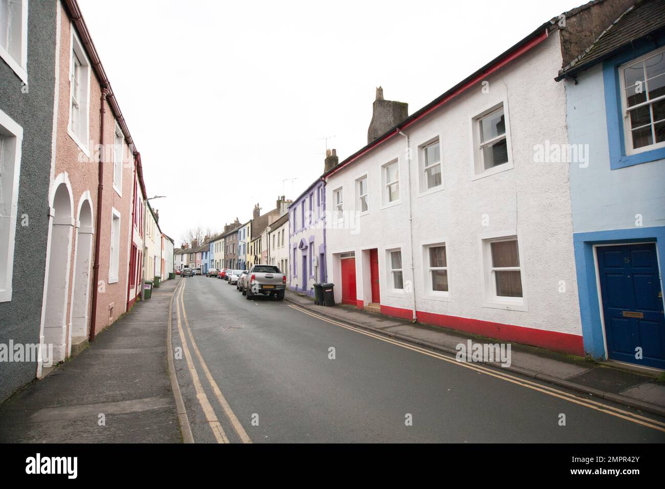 Houses on ST Helen's Street in Cockermouth, Cumbria in the UK Stock